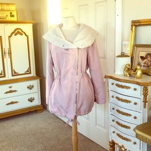 Pink fur puffer jacket